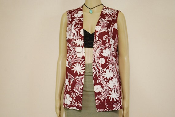 80s 2 Piece Floral Vest Jacket and Dress Set, Vin… - image 3