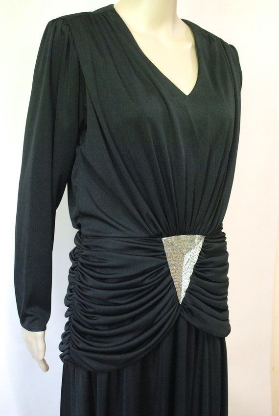 70s Black Young Edwardian Grecian Dress, Vintage … - image 5