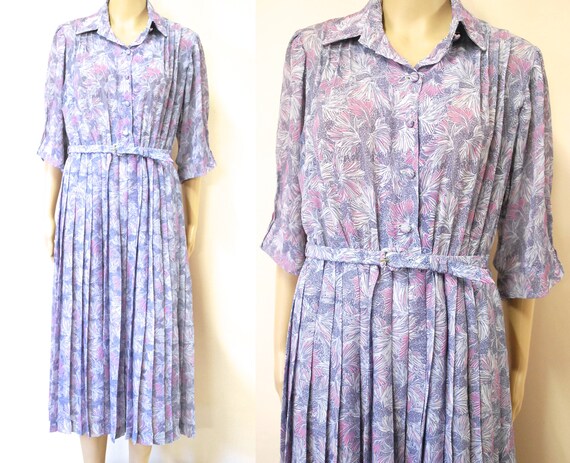 70s Garden Party Floral Day Shirtdress, Vintage P… - image 1