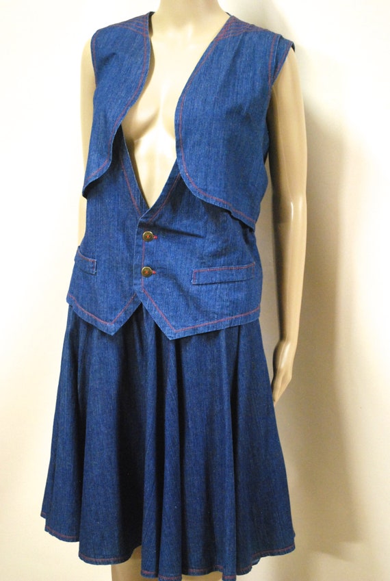 70s Denim on Denim 3 Piece Set, Western Vest and … - image 7