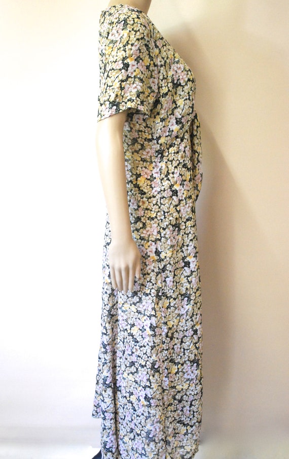 90s Sheer Floral Dress with Tie On Front, Vintage… - image 10