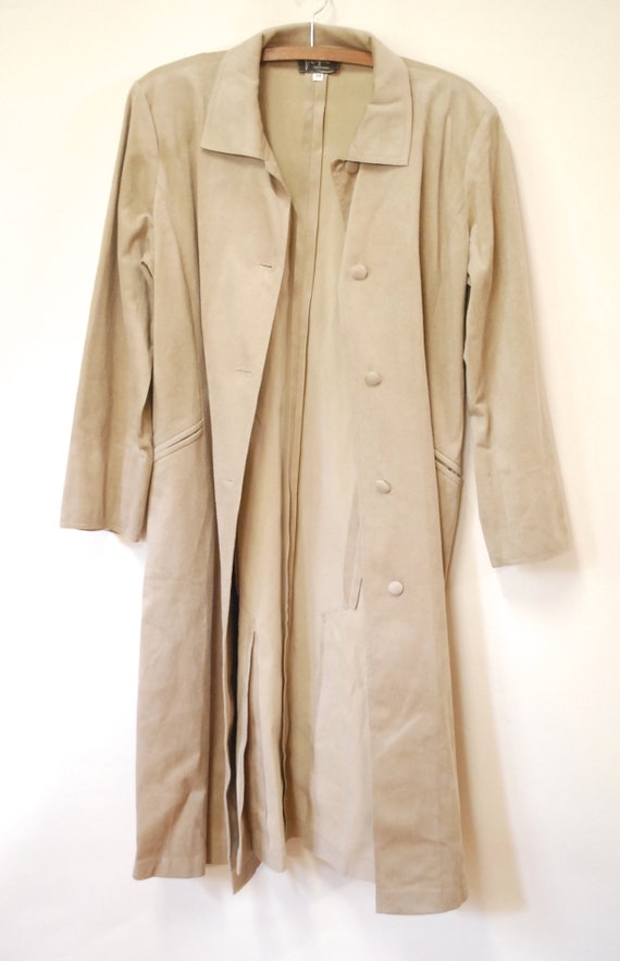 70s Soft Felt Trench Coat Long Length Jacket, Vin… - image 2