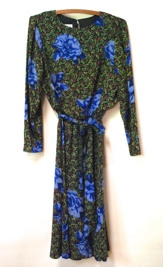 70s Vintage Paisley and Floral Printed Dress, Lon… - image 5