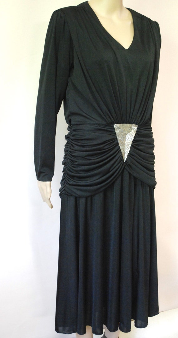 70s Black Young Edwardian Grecian Dress, Vintage … - image 7