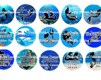 Mermaid / Mermaid quotes and more images 1" Bottle Cap Digital Image - 4x6 1 inch Digital Collage sheet