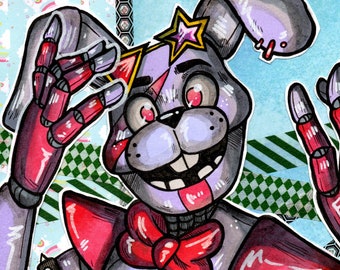 FNAF Glamrock Bonnie 5x7in Art Print 