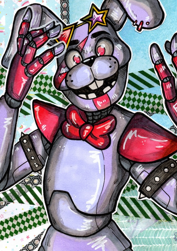 FNAF Glamrock Bonnie 5x7in Art Print 