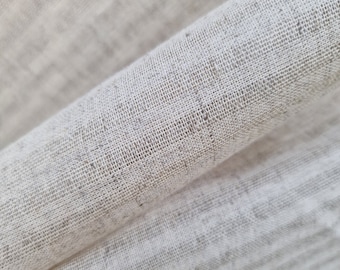 Unbleached Cotton Linen Blend Fabric for Curtains 63" - Thin Sheer Undyed Material - Fabric by the Yard - No Chemical Treatment