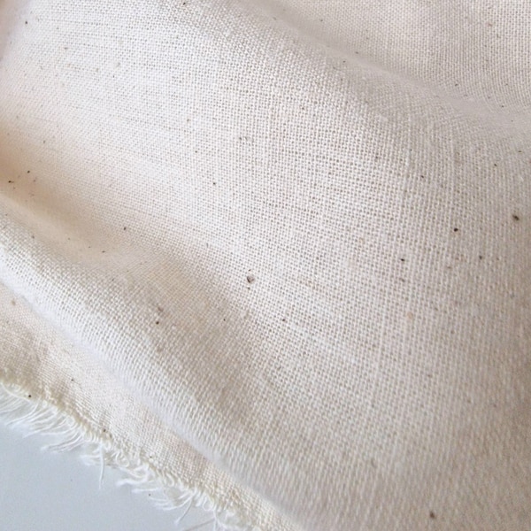 100% Raw Cotton Fabric Calico 64" - Unbleached Undyed Not Softened Material - Fabric by the Meter or by the Yard - No Chemical Treatment