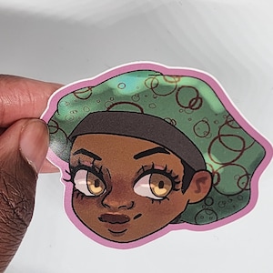 3 inch bonnet girl |Vinyl Sketchbook Laptop Water Bottle | Cute Kawaii Cartoon anime black girl | gift for sticker lover