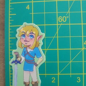 Pegatina LOZ de 3 pulgadas / Vinilo para cuaderno de bocetos, botella de agua para computadora portátil / Lindo videojuego de dibujos animados kawaii de rubia / Regalo para fanáticos amantes de las pegatinas