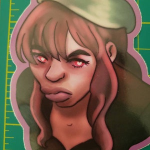 Pegatinas de 4 pulgadas con ojos en ti / Vinilo para cuaderno de bocetos, portátil, botella de agua / Lindo anime de dibujos animados kawaii tsundere love girls / Regalo para amantes de las pegatinas