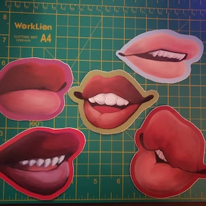 Pegatinas de boca de 4 pulgadas / Vinilo para cuaderno de bocetos / Botella de agua para computadora portátil / Lindo juego de partes del cuerpo de dibujos animados Kawaii / Regalo para amantes de las pegatinas