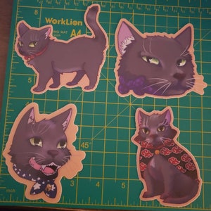 Pegatinas de vinilo de 4 pulgadas con diseño de niño gris dulce para cuaderno de bocetos, portátil, botella de agua, lindo gato de dibujos animados kawaii, felino divertido, regalo para amantes de las pegatinas