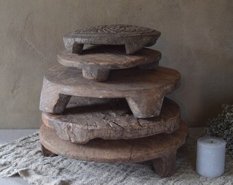 Authentique contremarche indienne Chaklota Chapati en bois sculpté à la main