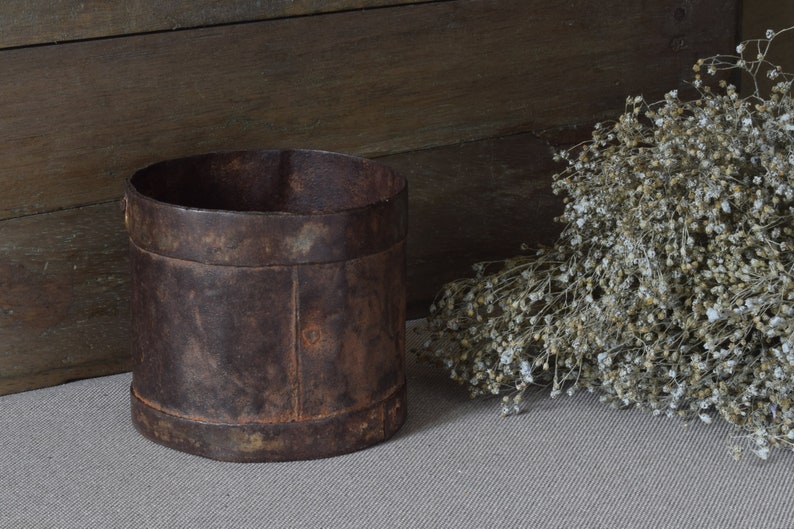 Lot Of Two Metal Iron Payali Indian Grain Measuring Cups Pots image 3