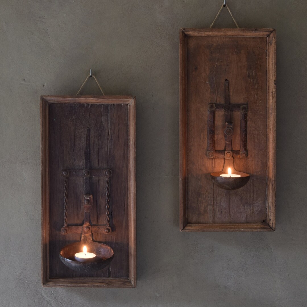 Indian Wooden Hanging Candle Holders Candlesticks With Old Etsy