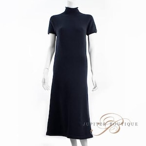 Chanel 00A Brown 100% Cashmere Shortsleeves Turtle Neck Dress