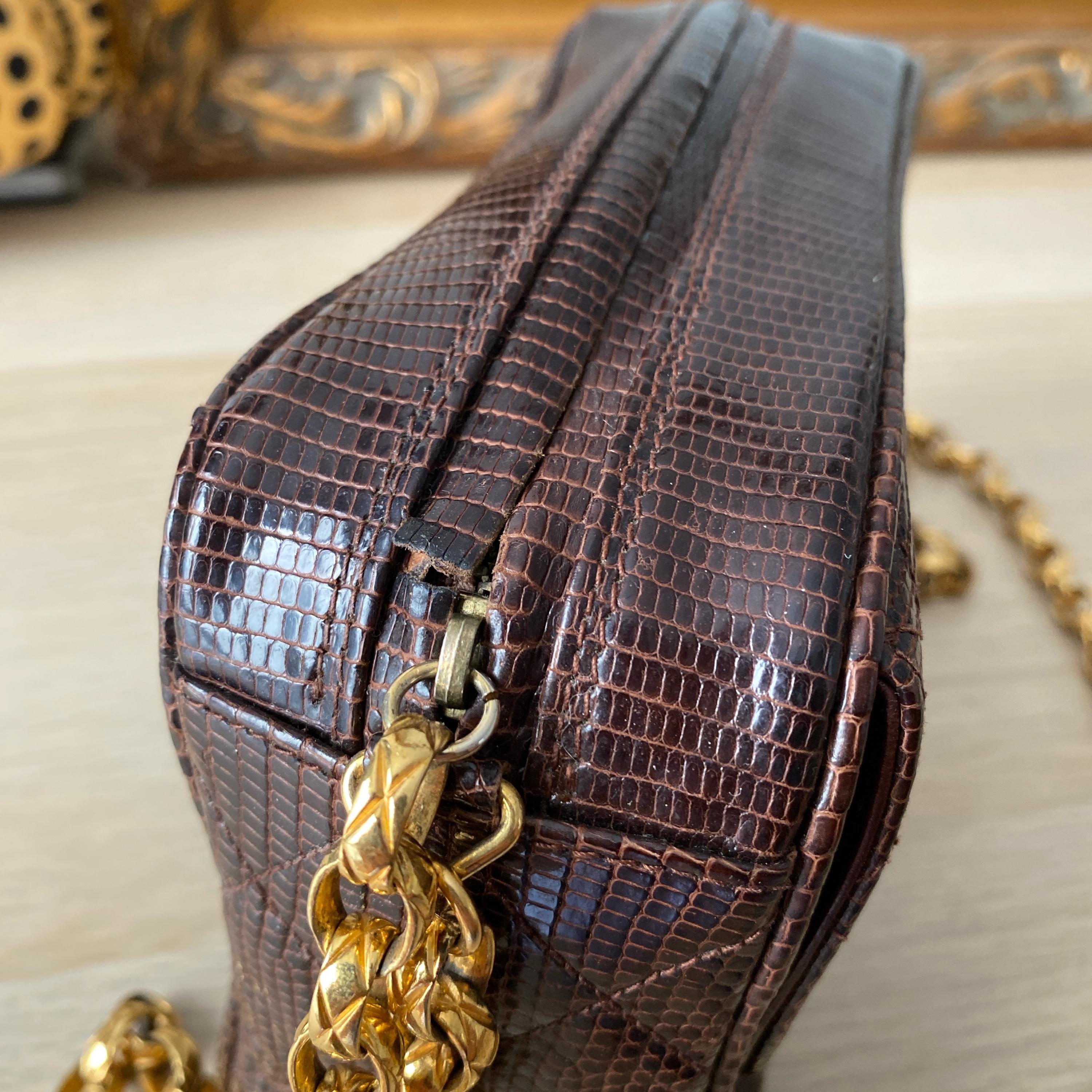 SALE!! From 2645 - CHANEL CC Vintage Brown Lizard Leather Mini