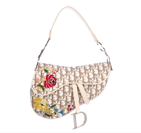 Vintage Christian Dior Floral Saddle Bag by John … - image 1
