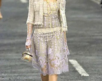 SALE! From 995 - CHANEL CC Vintage Tweed Organza couture dress as seen on the Fall rtw runway