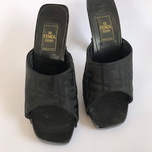 FENDI FF Vintage Monogram clog sandals heels 36