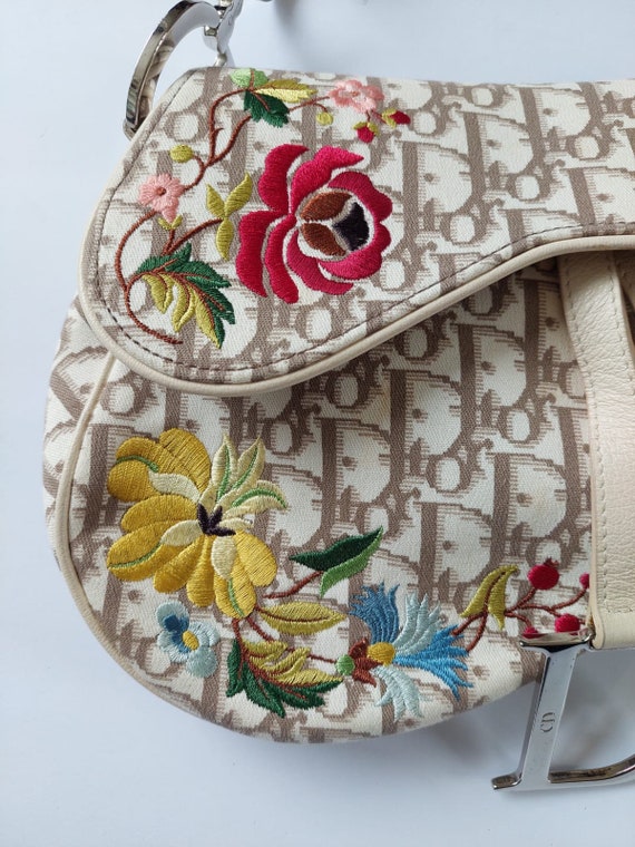 Vintage Christian Dior Floral Saddle Bag by John … - image 7