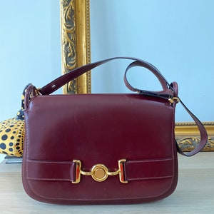 VERKAUF! Von 1995 - Vintage Hermes Push Lock Flap Bag Kreis M von 1983 Burgundy Maroon wie Konstanz