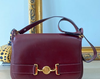 SALE! From 1995 - Vintage Hermes Push Lock Flap Bag circle M from 1983 Burgundy Maroon like constance