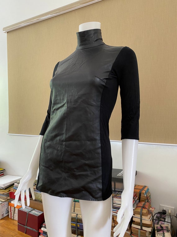 Vintage Gianfranco Ferre leather panel cotton tur… - image 1