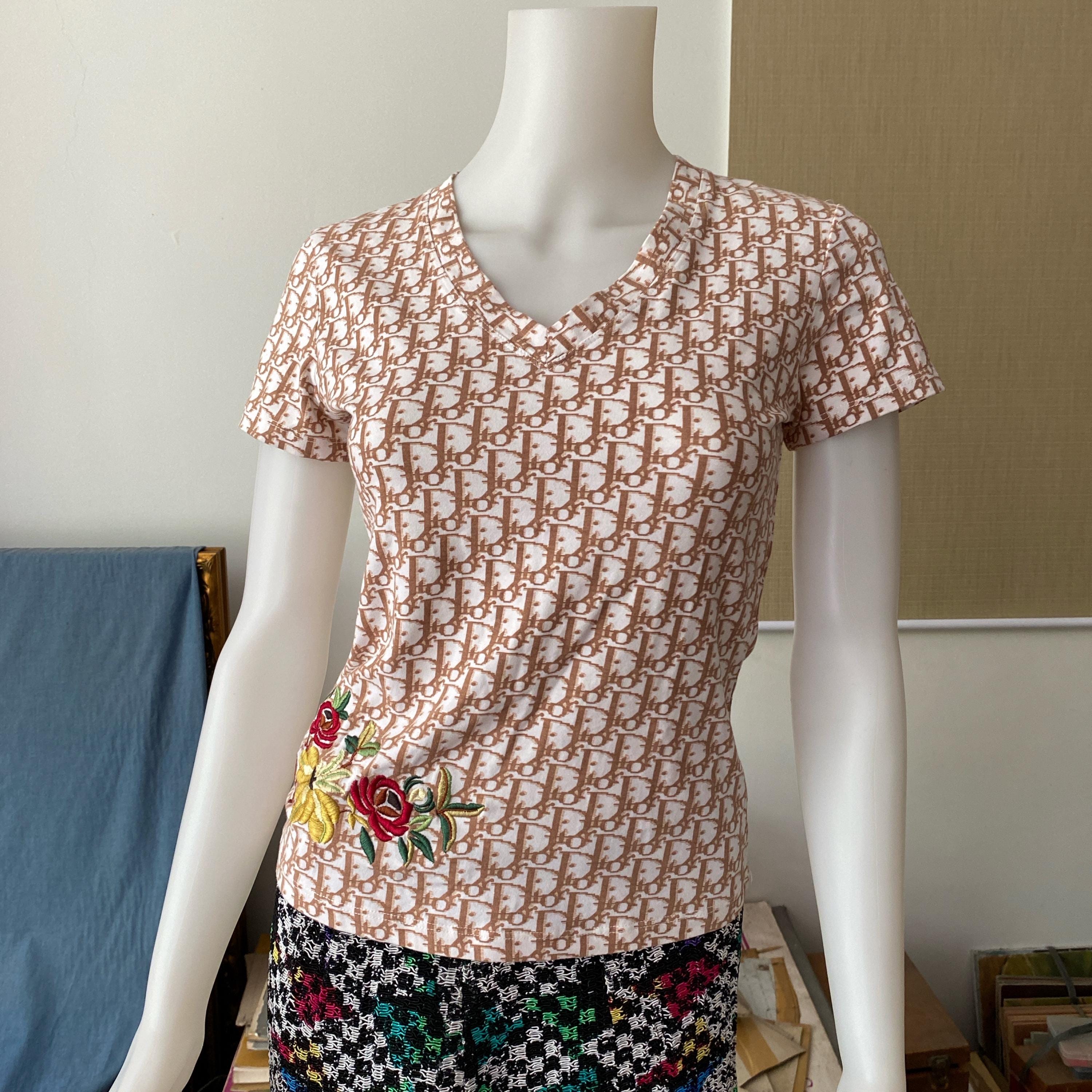 Christian Dior ヴィンテージ 麻　シャツ　CDロゴ刺繍 Christian Dior CD Vintage Monogramme Floral Shirt - Etsy Ireland
