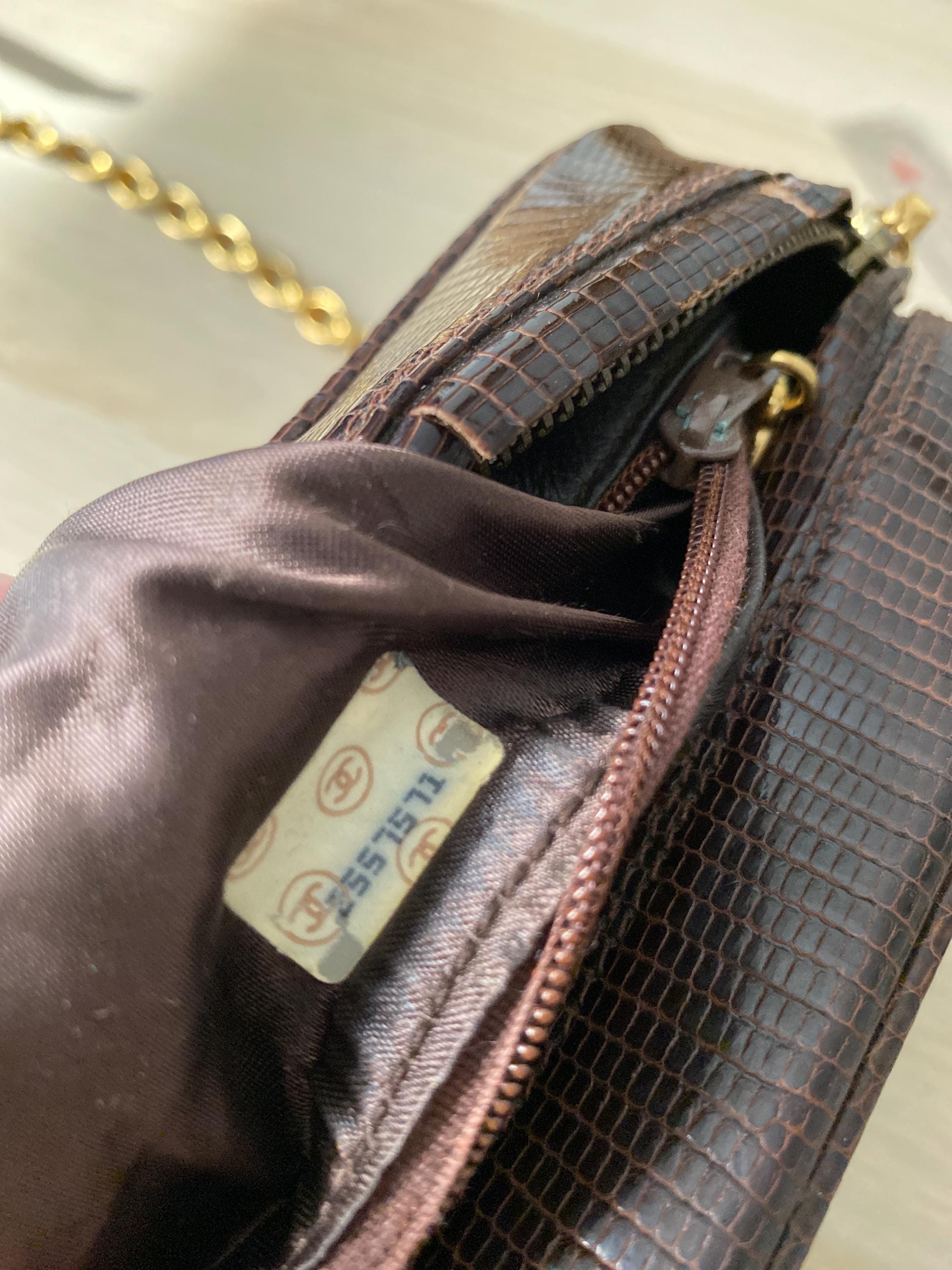 SALE!! From 2645 - CHANEL CC Vintage Brown Lizard Leather Mini