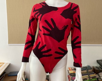 Body vintage con estampado de manos en rojo MOSCHINO Touch by Moschino