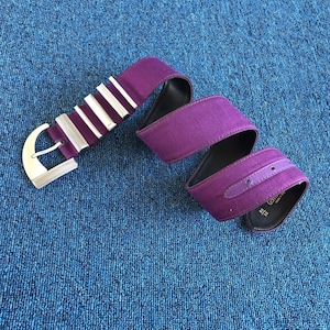 Vintage Gianni VERSACE Purple Violet Wide Satin Leather Belt