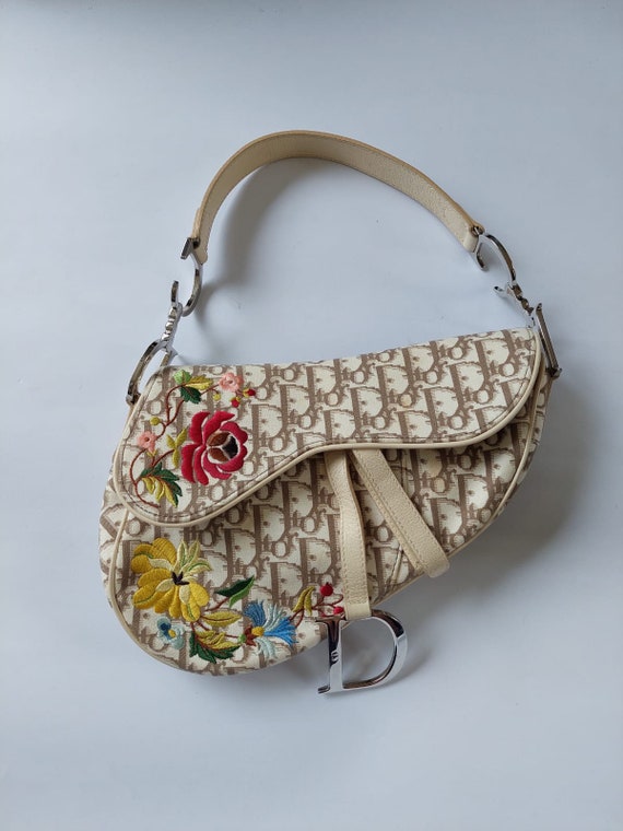 Vintage Christian Dior Floral Saddle Bag by John … - image 2