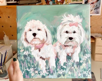 Custom Pet Portrait Painting | Dog and Cat | Personalize Animal Art