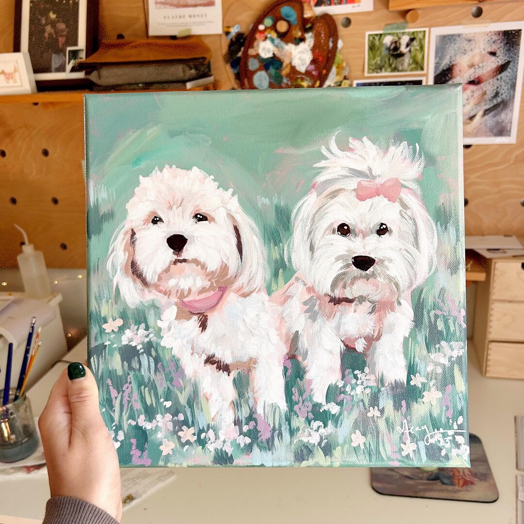 Custom Pet Portrait Painting | Dog and Cat | Personalize Animal Art - Etsy