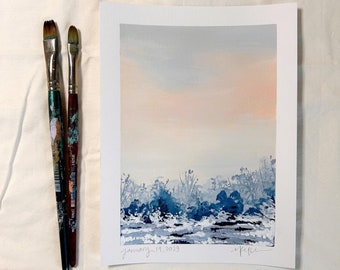 Winter Study | ORIGINAL gouache painting, winter art, Signed Meag Artista illustration