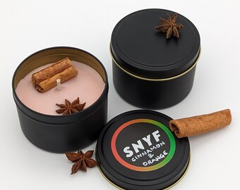 Handmade Cinnamon & Orange Coconut Wax Candles in Tin