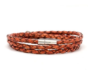Braided brown Leather wrap bracelet for men - brown leather bracelet for men - gift idea for men
