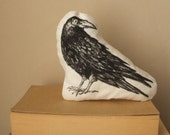 black crow raven faux taxidermy bird halloween decor animal totem hand painted soft toy plush gothic surreal vegan vegetarian gift idea