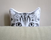 cute cat decorative pillow tabby black and white peekaboo head funny home decor throw pillow for animal pets lovers cat lady kids room