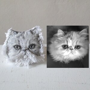 pet memorial cat brooch hand painted fabric pin textile jewelry personalized gift idea for cat lover