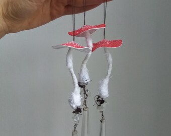 Christmas tree decoration amanita mushroom crystal suncatcher home decor fairy woodland