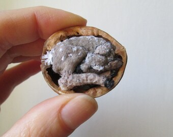 tiny fawn baby deer miniature small animal totem faux taxidermy textile art sculpture figurine hand painted embroidered embroidery