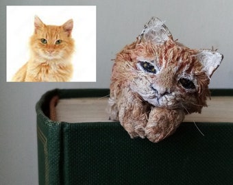 bladwijzer gepersonaliseerde aangepaste cadeau-idee huisdier kat hond geborduurd textiel kunst cadeau voor leraar moeder katten minnaar boeklezers