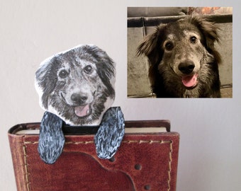 personalized bookmark gift idea for teachers unique bookmark with custom portrait of pet dog cat  for book lovers reading accessory