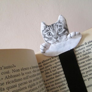 segnalibro in stoffa feltro a forma di gatto gattino idea regalo per amanti dei gatti della lettura image 4