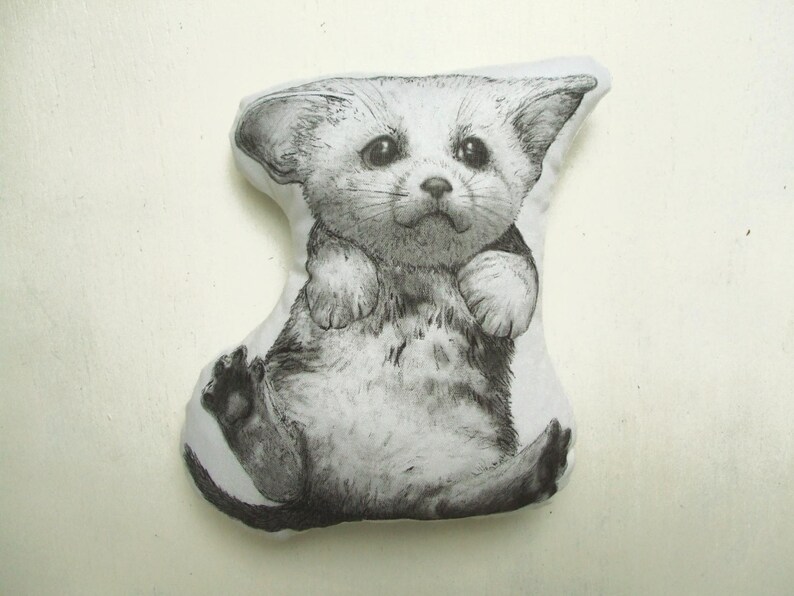 fennec fox plush animal soft toy baby fennec cushion fox doll handpainted mini pillow decorative black and white cotton image 2