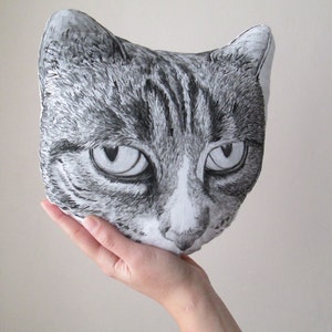 cat pillow tabby cat head decorative cushion peeking cat for crazy cat lady cuddly toy hand painted handmade gift idea for cat lovers image 2